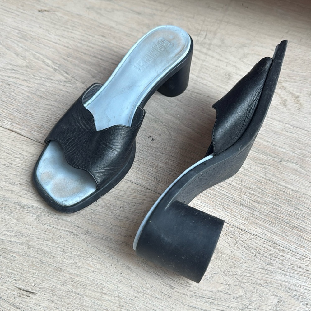 Camper black leather sandals mules